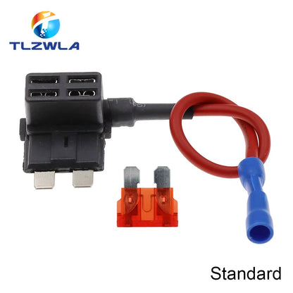 12V MINI SMALL MEDIUM Size Car Fuse Holder Add-A-Circuit TAP Adapter with 10A Micro Mini Standard ATM Blade Fuse