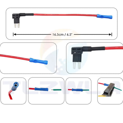 12V MINI SMALL MEDIUM Size Car Fuse Holder Add-A-Circuit TAP Adapter with 10A Micro Mini Standard ATM Blade Fuse